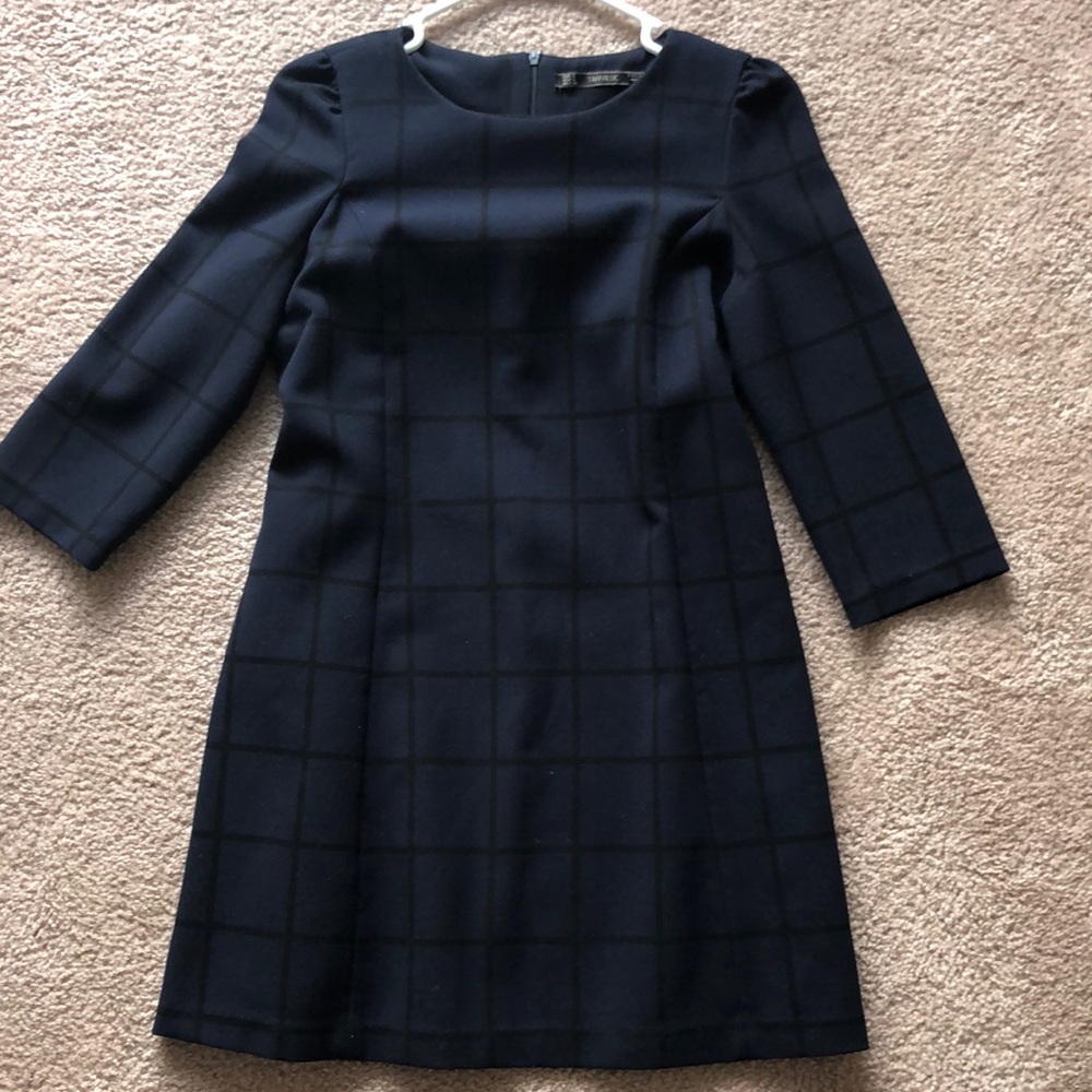 Navy Plaid Swing Dress